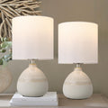 13.7" White Ceramic Lamps Set of 2