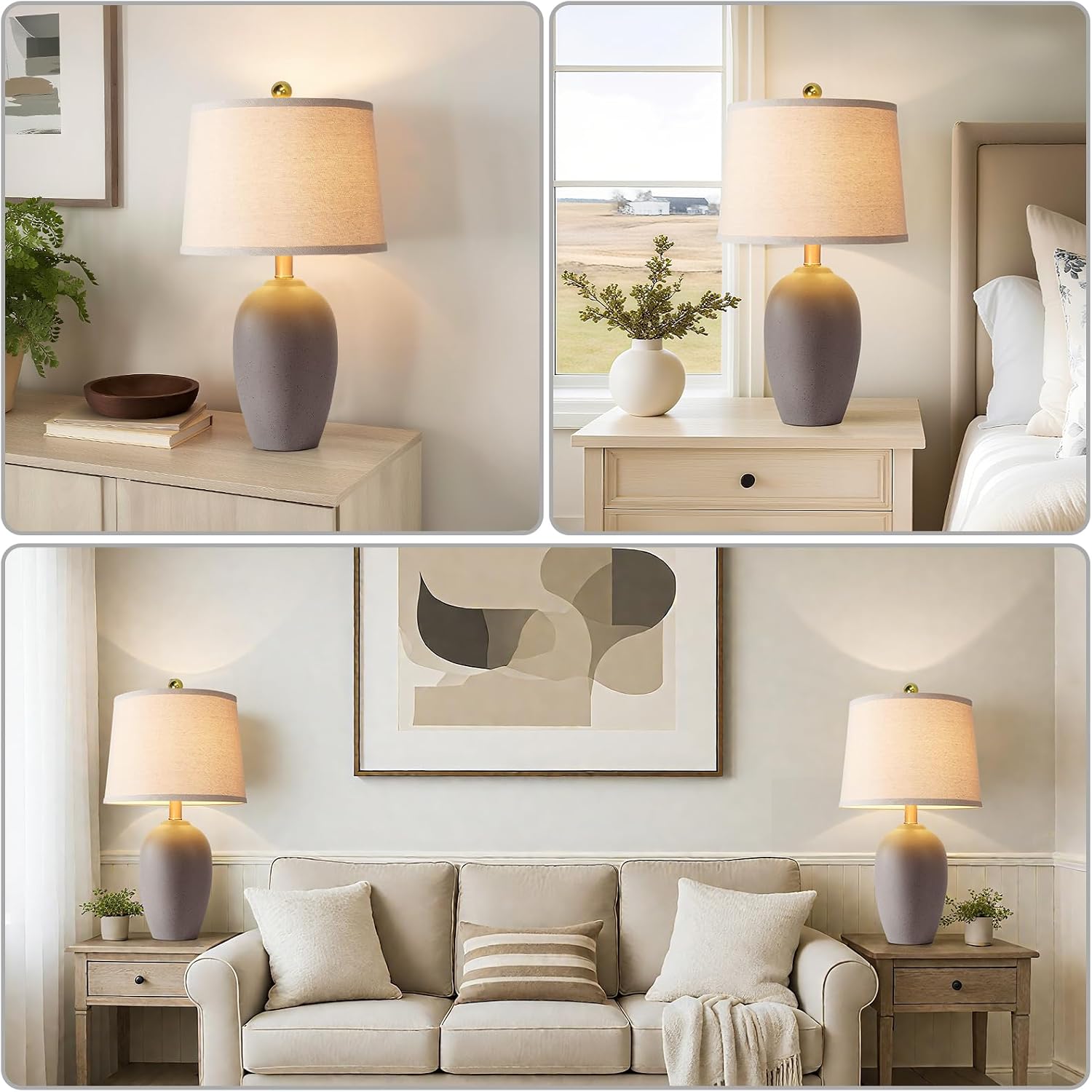 21" Brown Ceramic Table Lamps Set of 2
