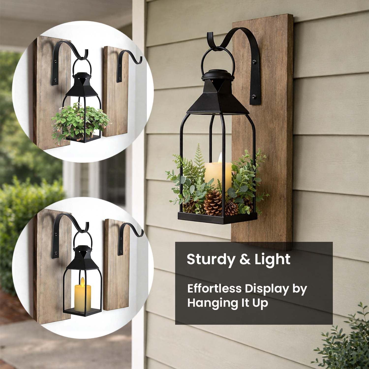 20/15.7/12" Black Lanterns Set of 3
