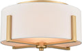 15.74" Gold Linen Shade 2-Light Drum Ceiling Light