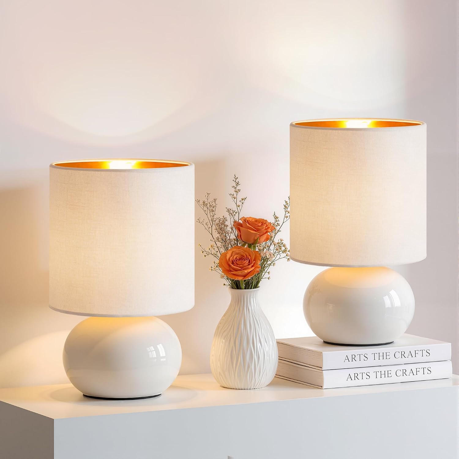 White Classic Ceramic Table Lamps Set of 2