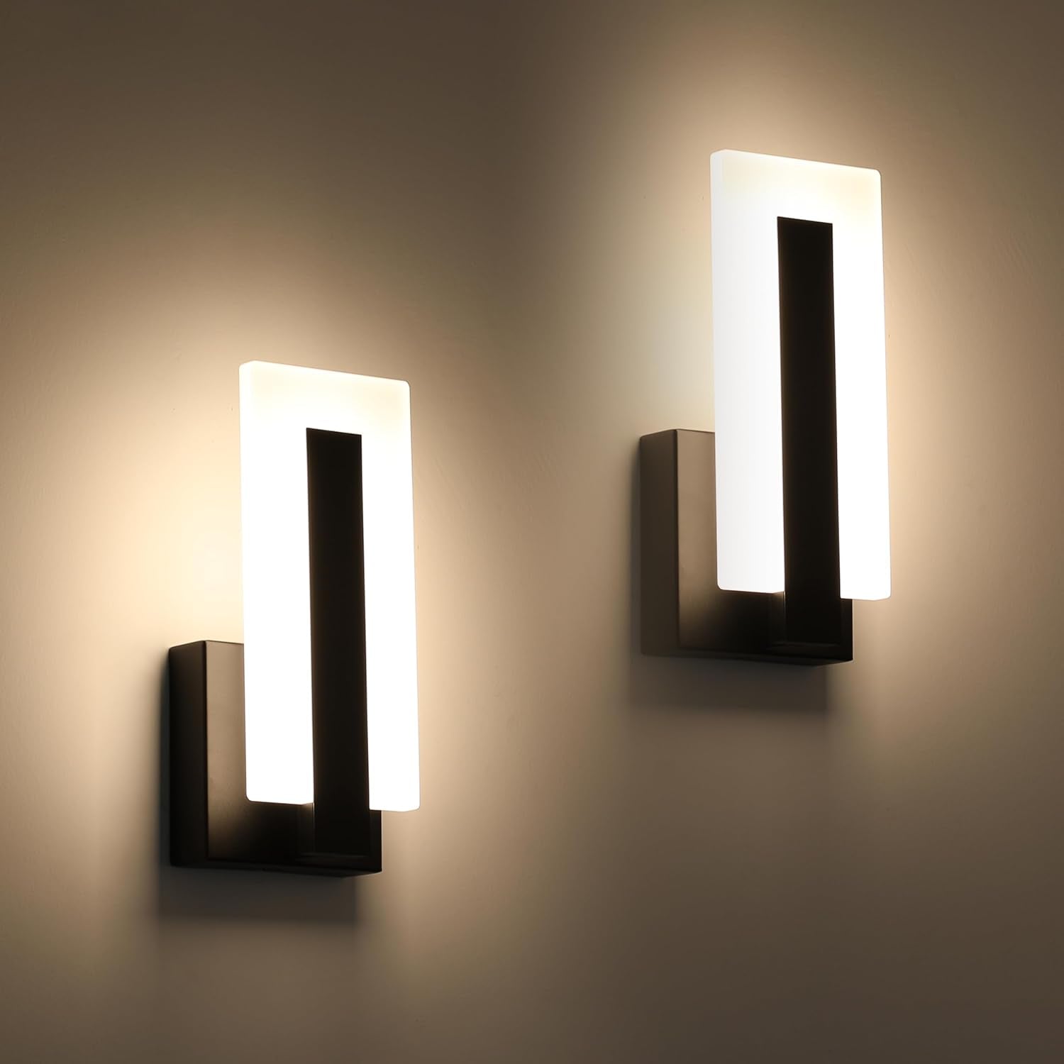 Black Up & Down 3000K LED Wall Sconces Set of 2