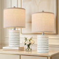 18.25" White Ceramic Modern Table Lamps Set of 2