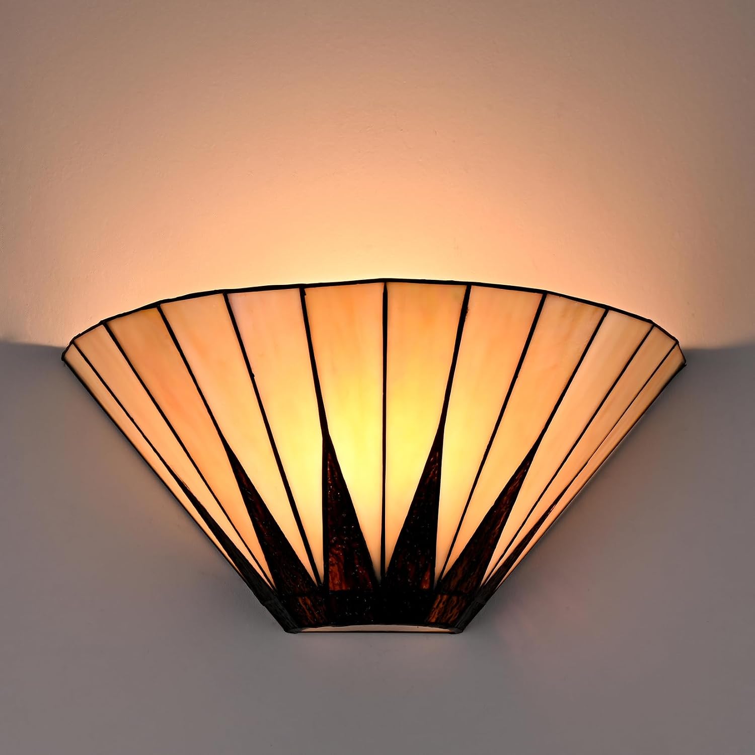 13.6 Inch Vintage Brown Tiffany Stained Glass Wall Sconce