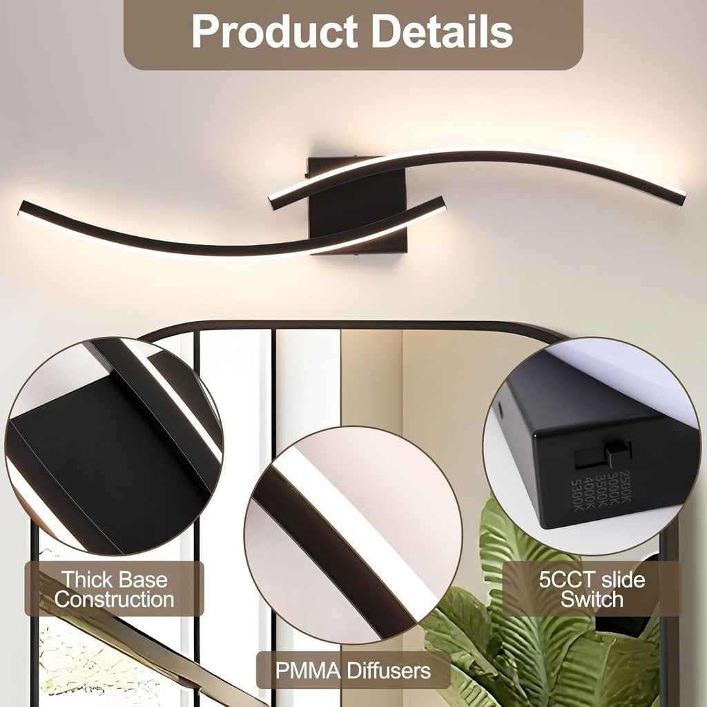 31.5" Black 3000-6000K LED Wall Sconce