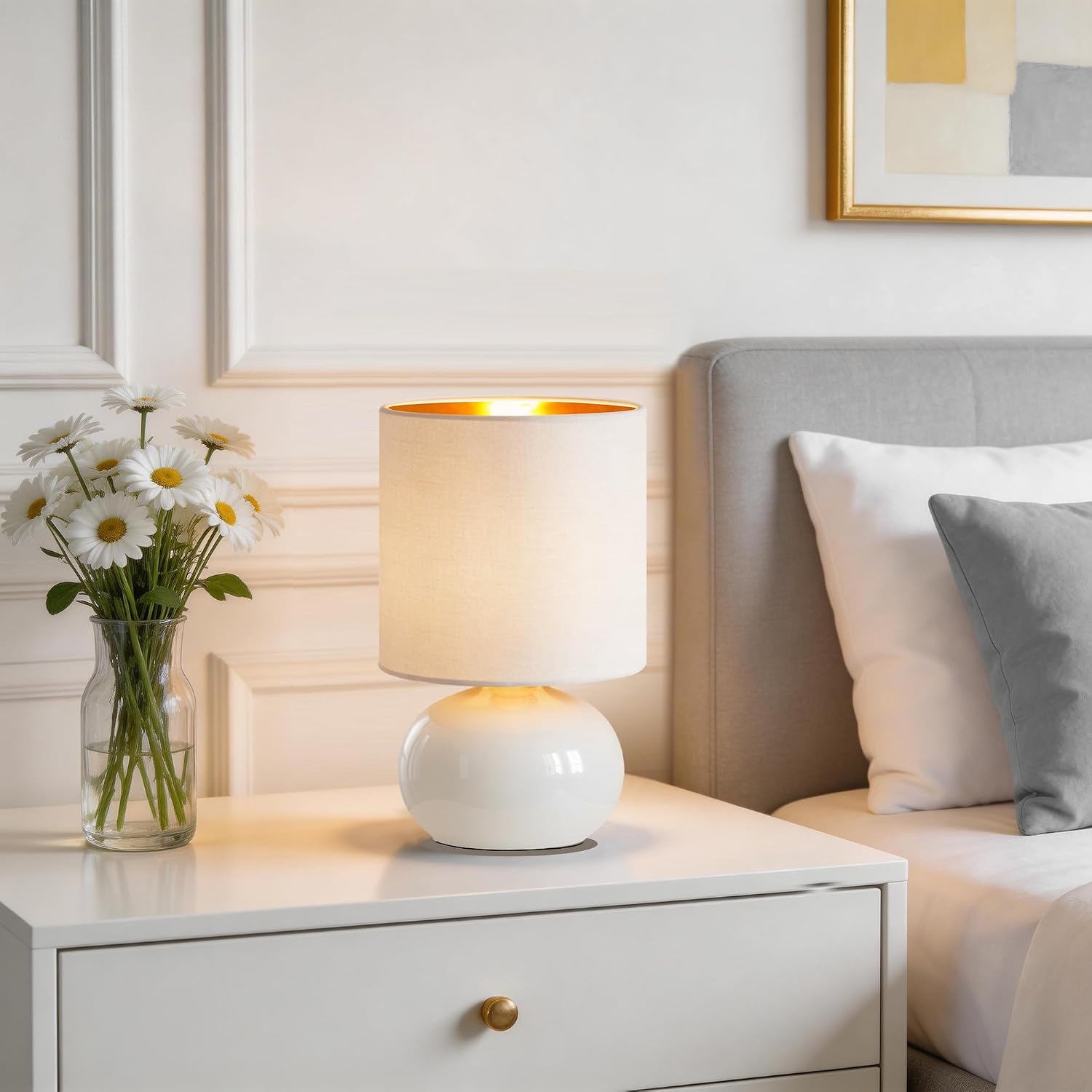 White Classic Ceramic Table Lamps Set of 2