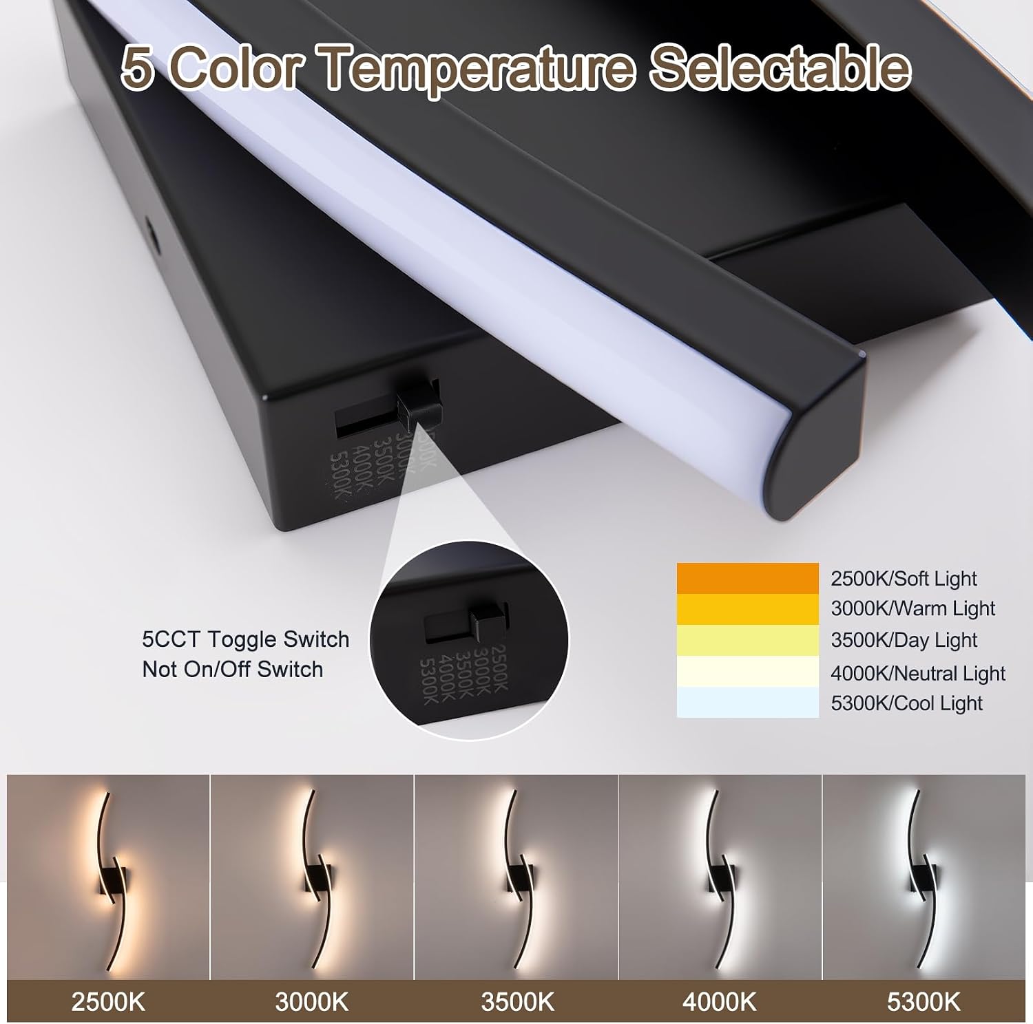 31.5" Black 3000-6000K LED Wall Sconce