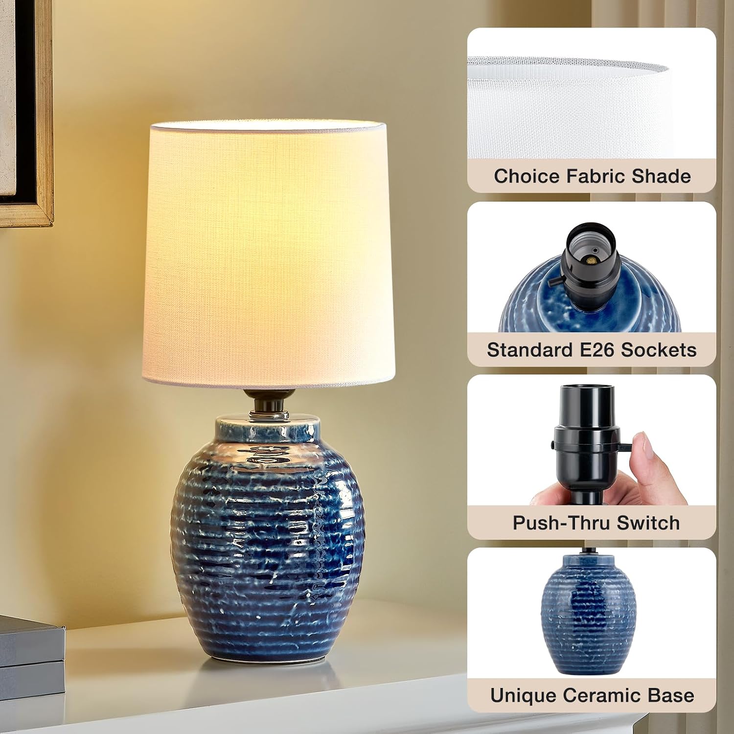 13.75" Farmhouse Ceramic Table Lamps Set of 2
