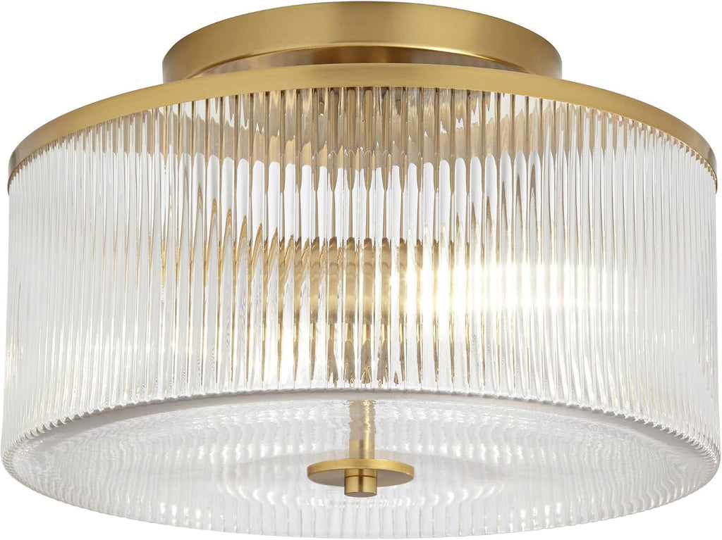 14" Warm Brass 2-Light Drum Ceiling Light