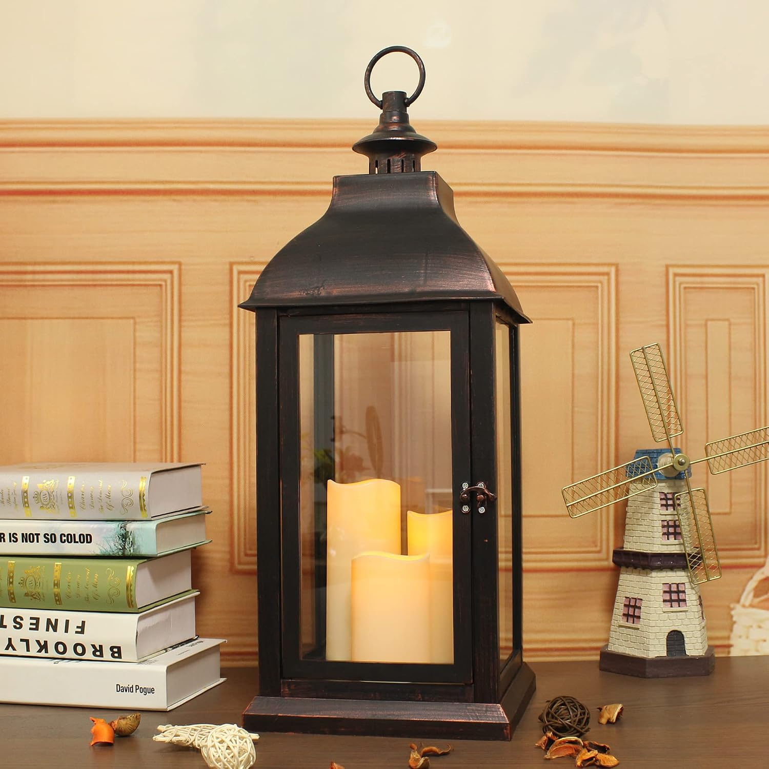 24.8" LED Flame Hanging Lantern