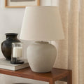 20" Sand Beige Ceramic Fabric Shade Table Lamp