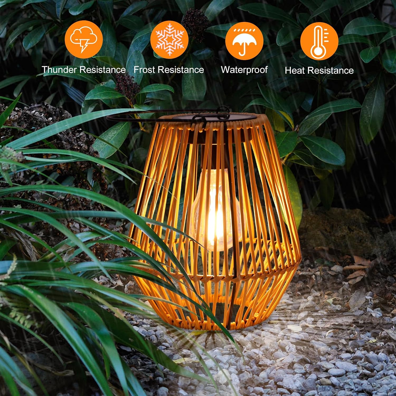 2 Pack Wicker Solar Lanterns