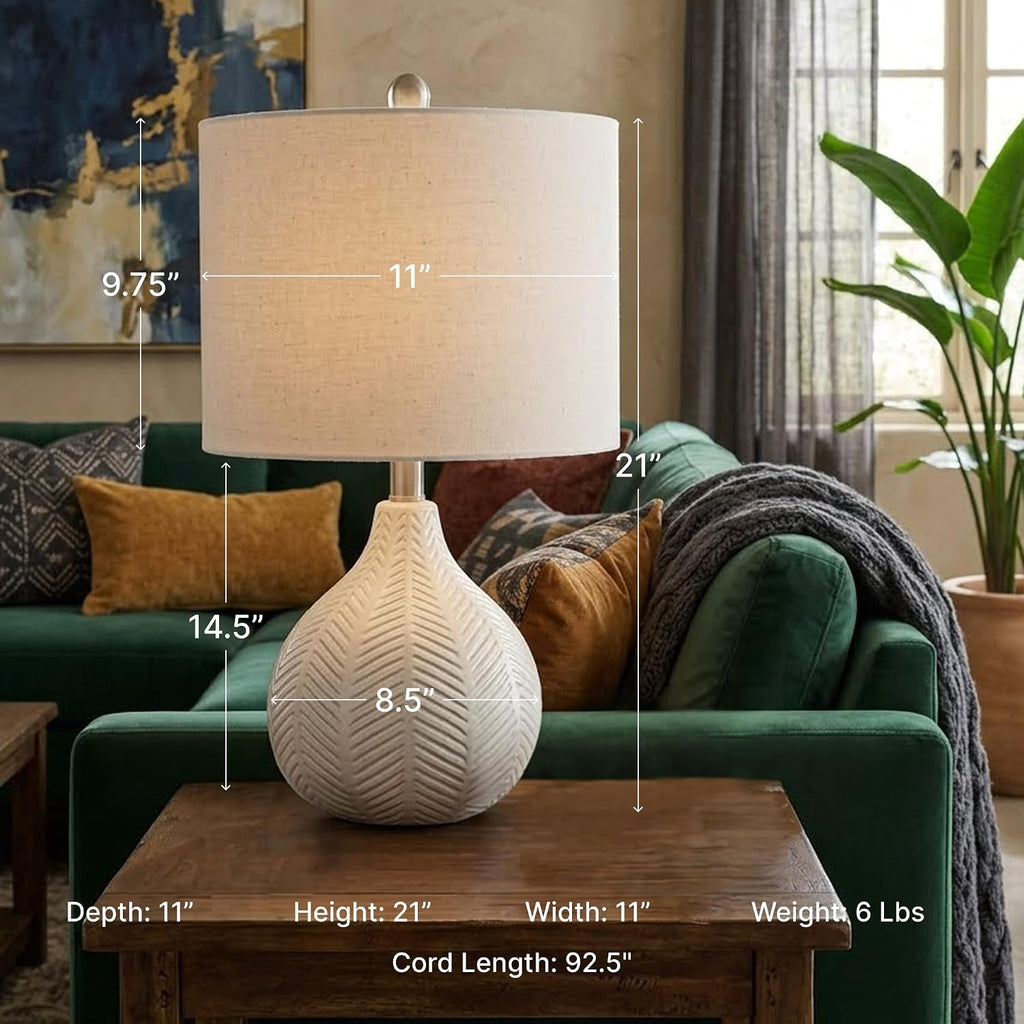 21" Off White Ceramic Table Lamp