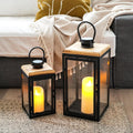 16&11 Inch Black Lanterns Set of 2