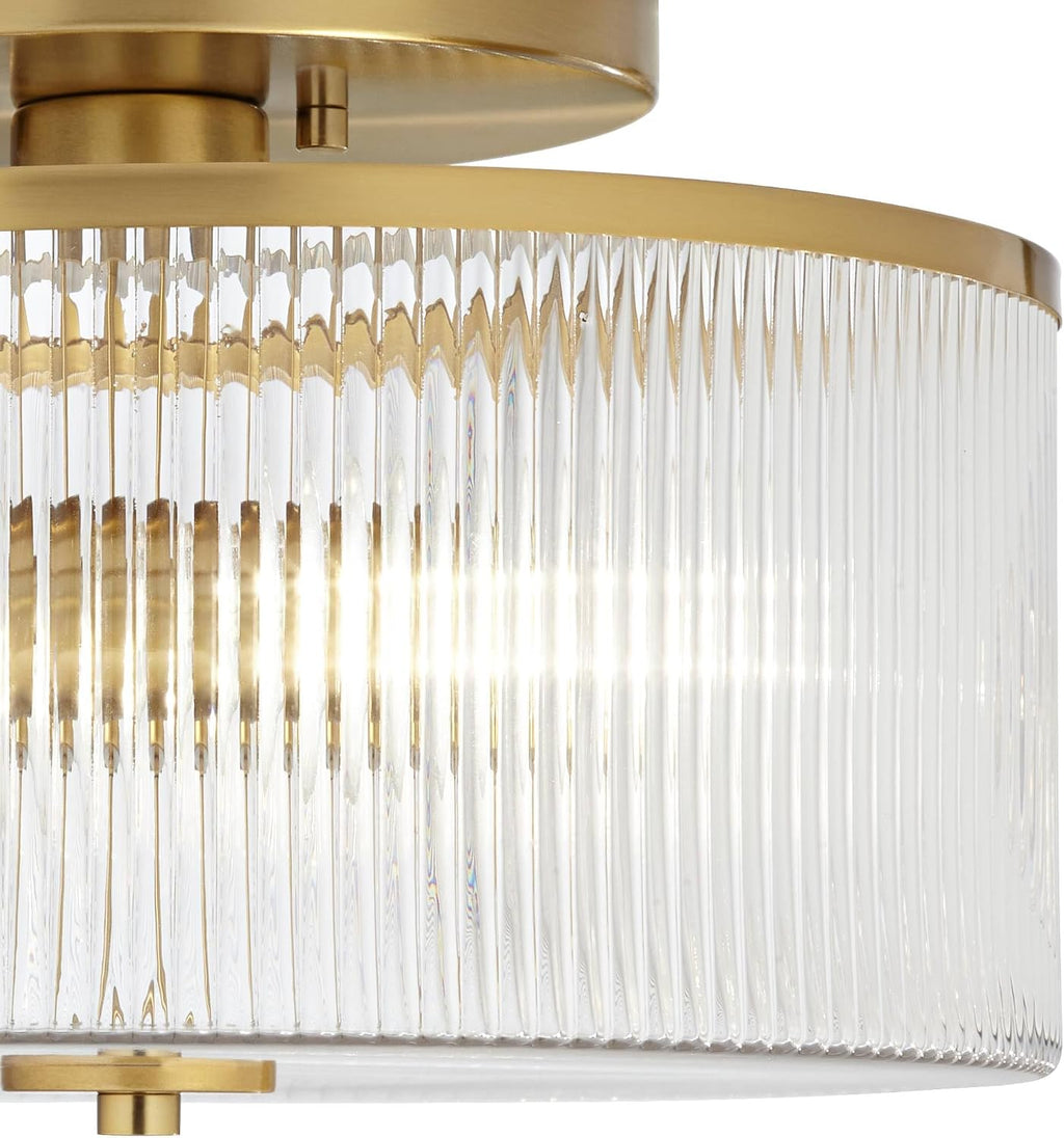 14" Warm Brass 2-Light Drum Ceiling Light