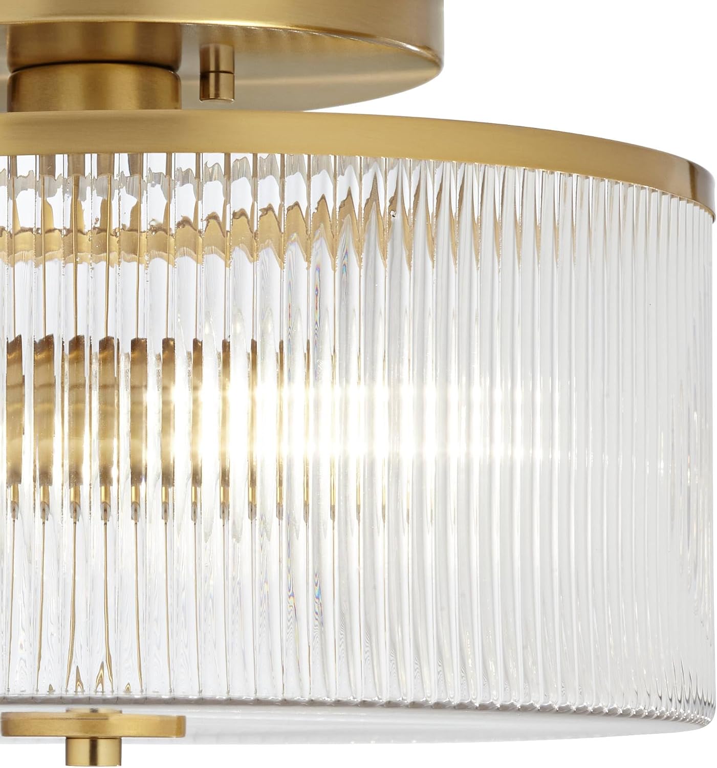 14" Warm Brass 2-Light Drum Ceiling Light