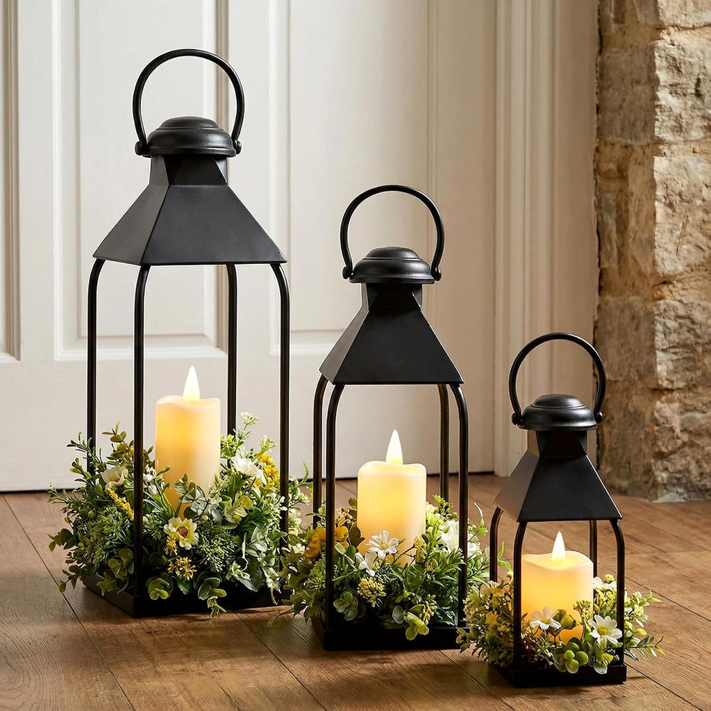 20/15.7/12" Black Lanterns Set of 3