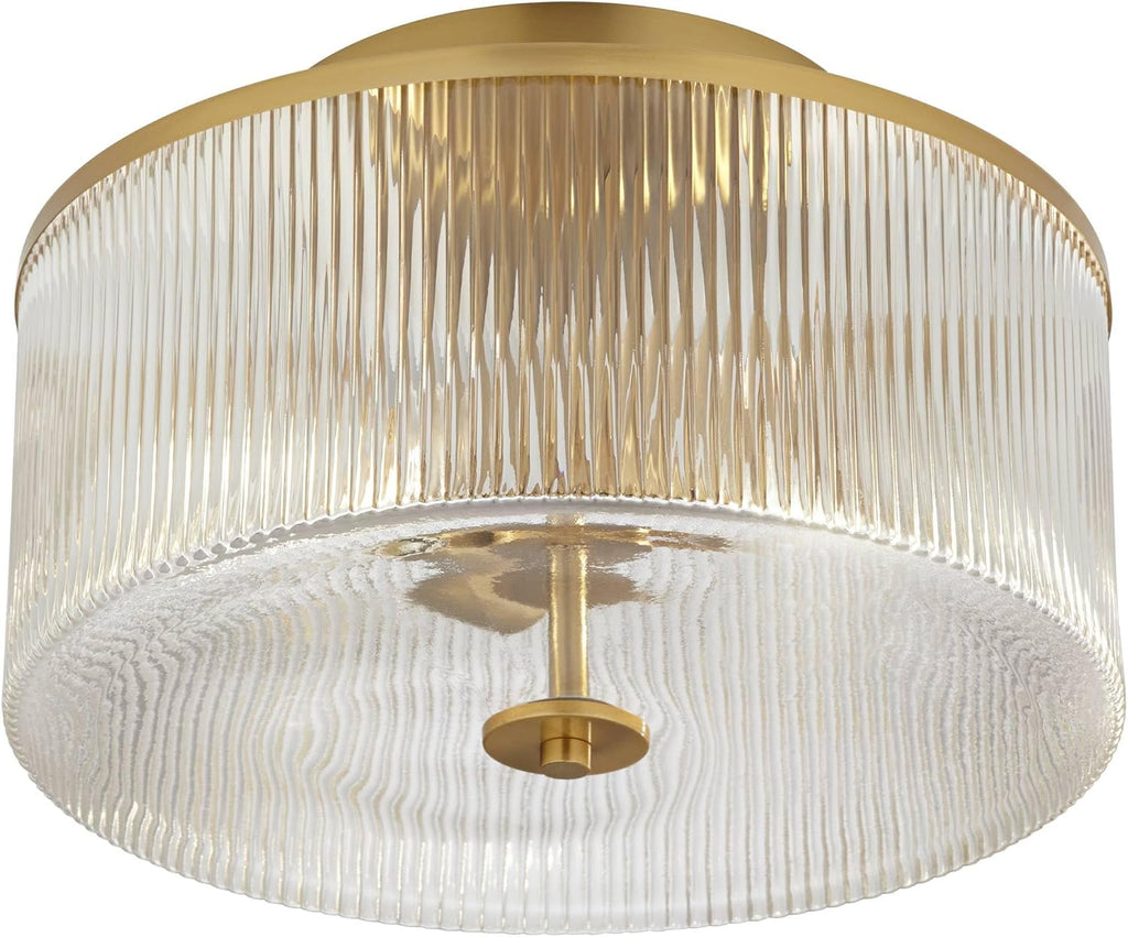 14" Warm Brass 2-Light Drum Ceiling Light