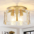Gold 3-Light Dimmable Glass Drum Ceiling Light