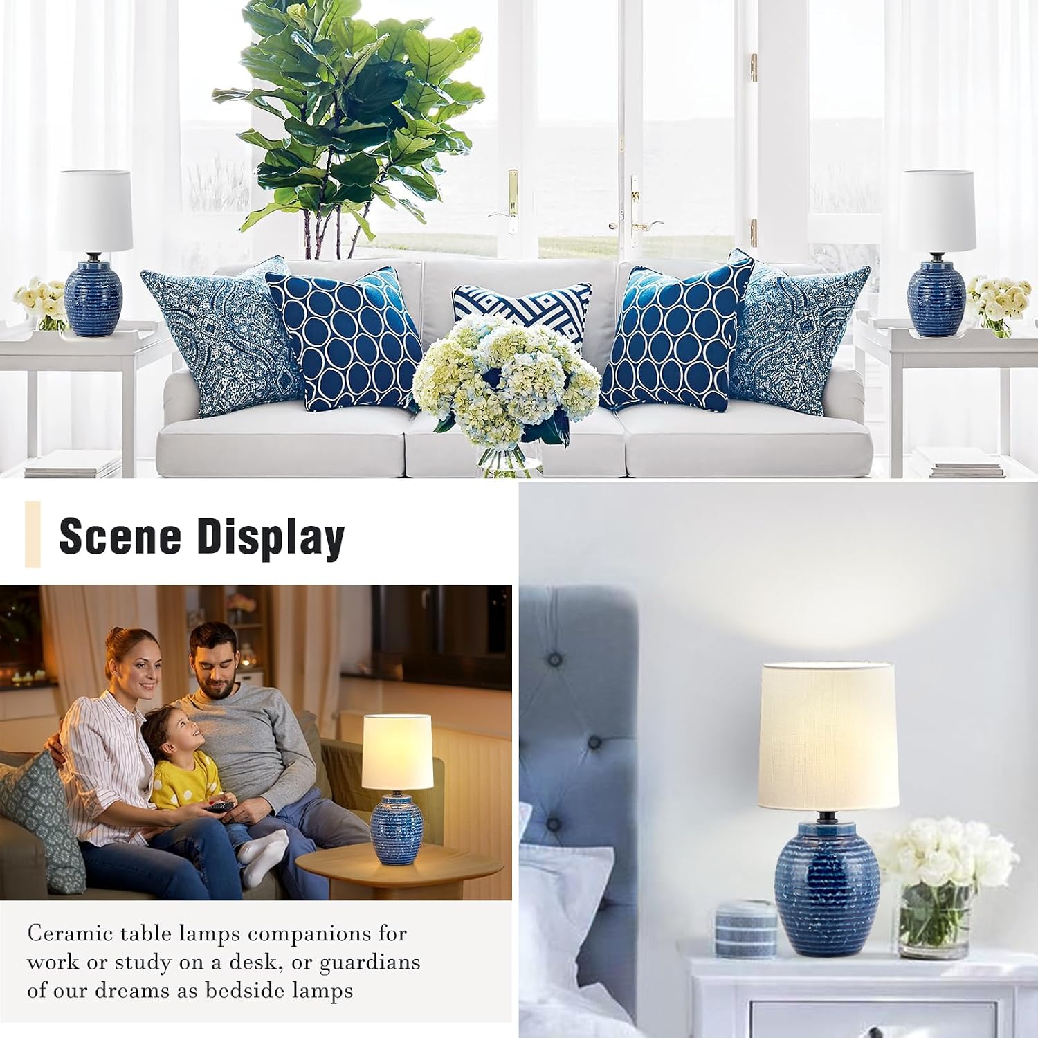 13.75" Farmhouse Ceramic Table Lamps Set of 2