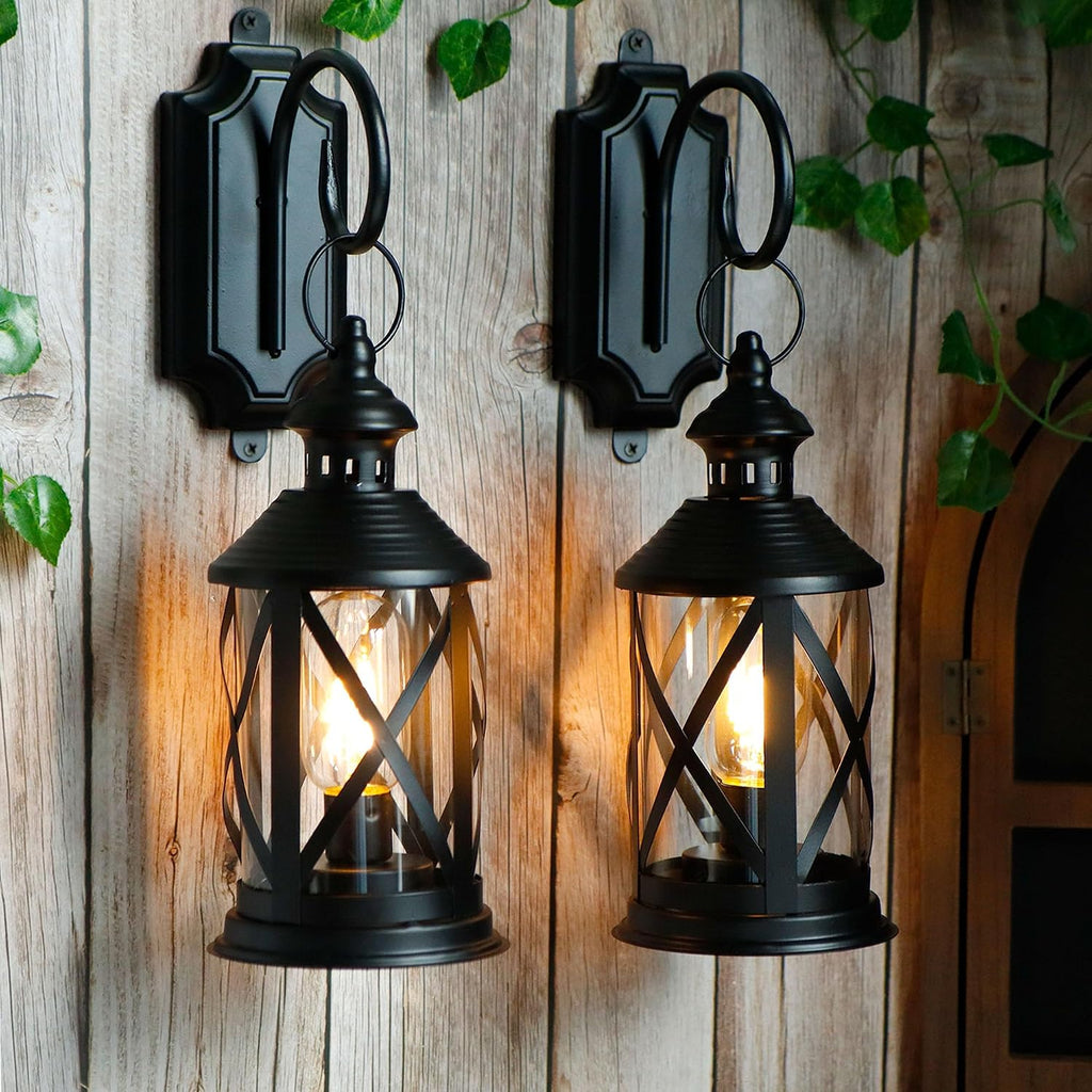 10" Black Battery Metal Lamps Set of 2