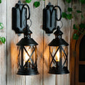 10" Black Battery Metal Lamps Set of 2
