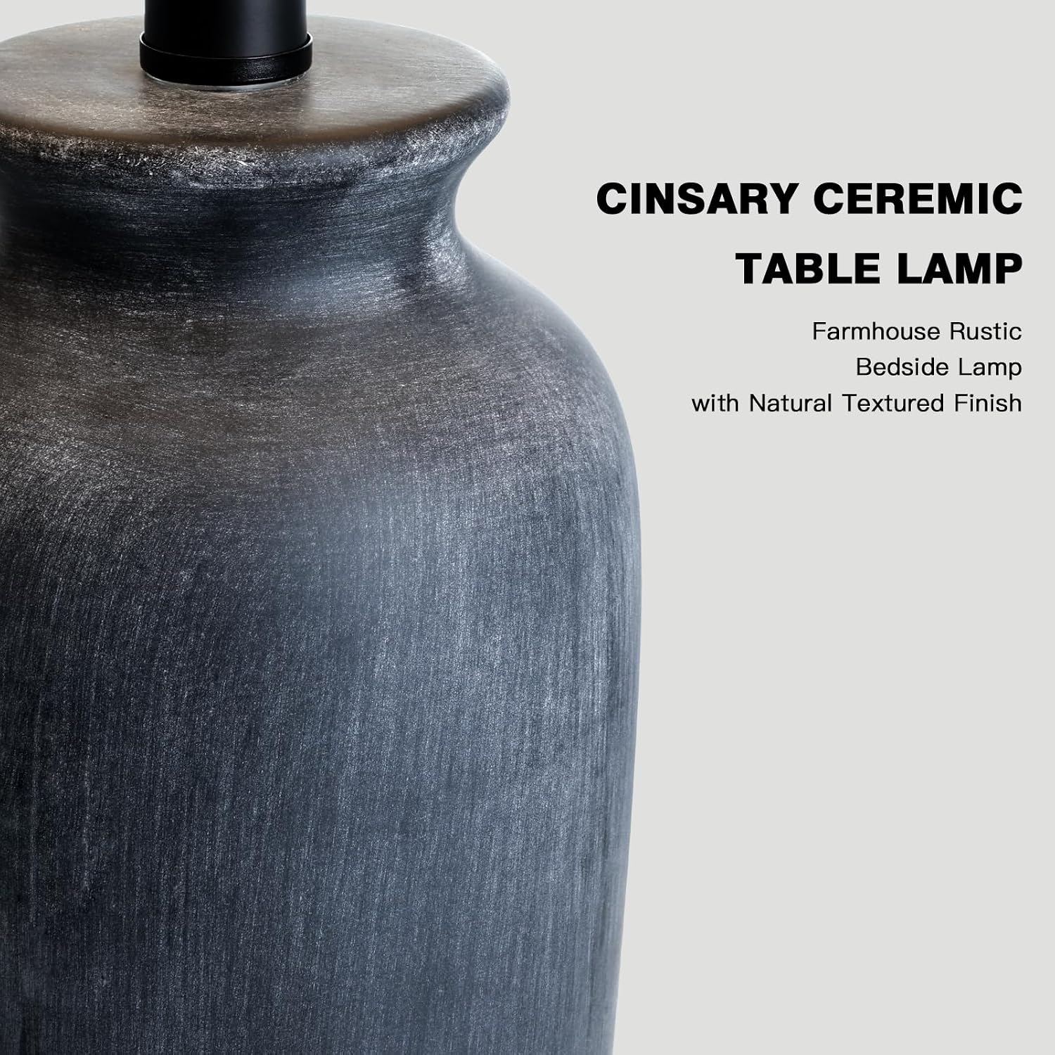 24.5" Black Jar Ceramic Lamps Set of 2