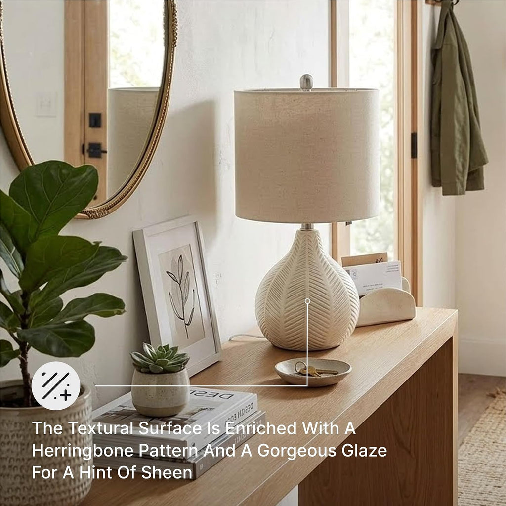 21" Off White Ceramic Table Lamp