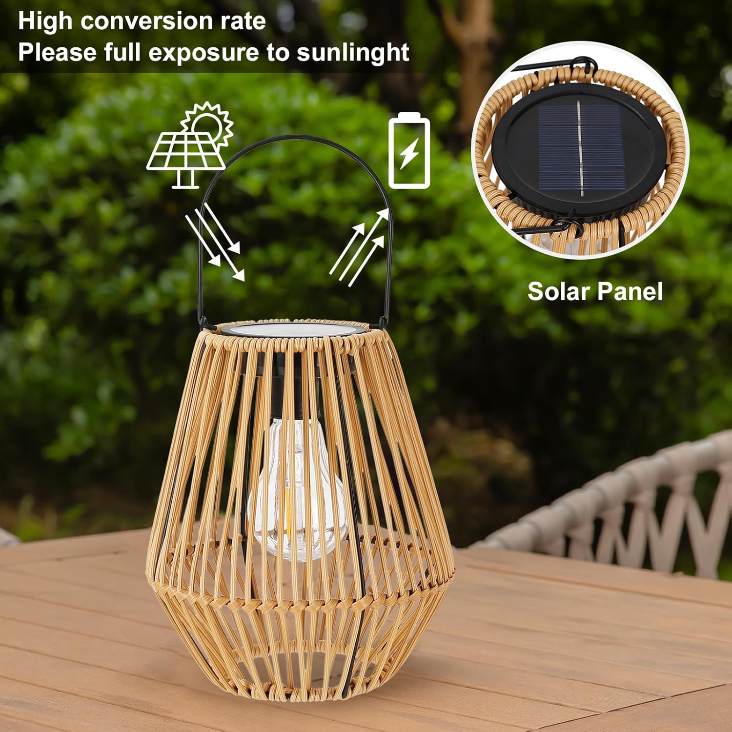 2 Pack Wicker Solar Lanterns